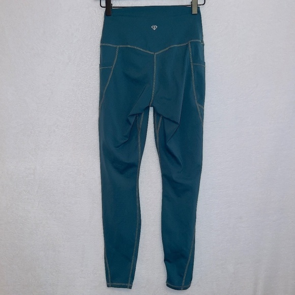 TSLA Green High Waisted Side Pocket Ankle Length Athletic Leggings size small - Picture 5 of 5